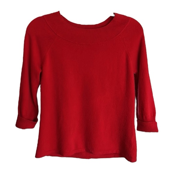 JONES New York Vintage 90s Red Cashmere Sweater Preppy Elevated Classic Medium - Picture 1 of 14